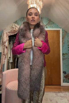 Vintage Dusty Pink Genuine Fur Scarf / Stole
