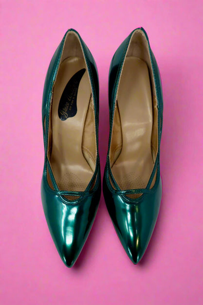 1950s Vintage Emerald Green Heels - 7 US