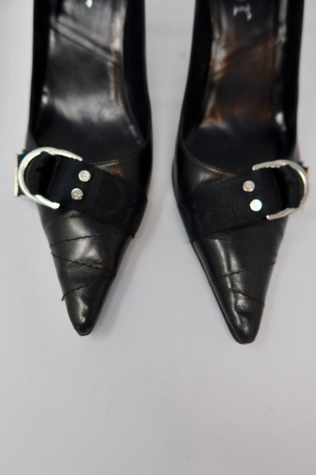 Dior Vintage Black Leather Pointed Toe Heels - 40 EU