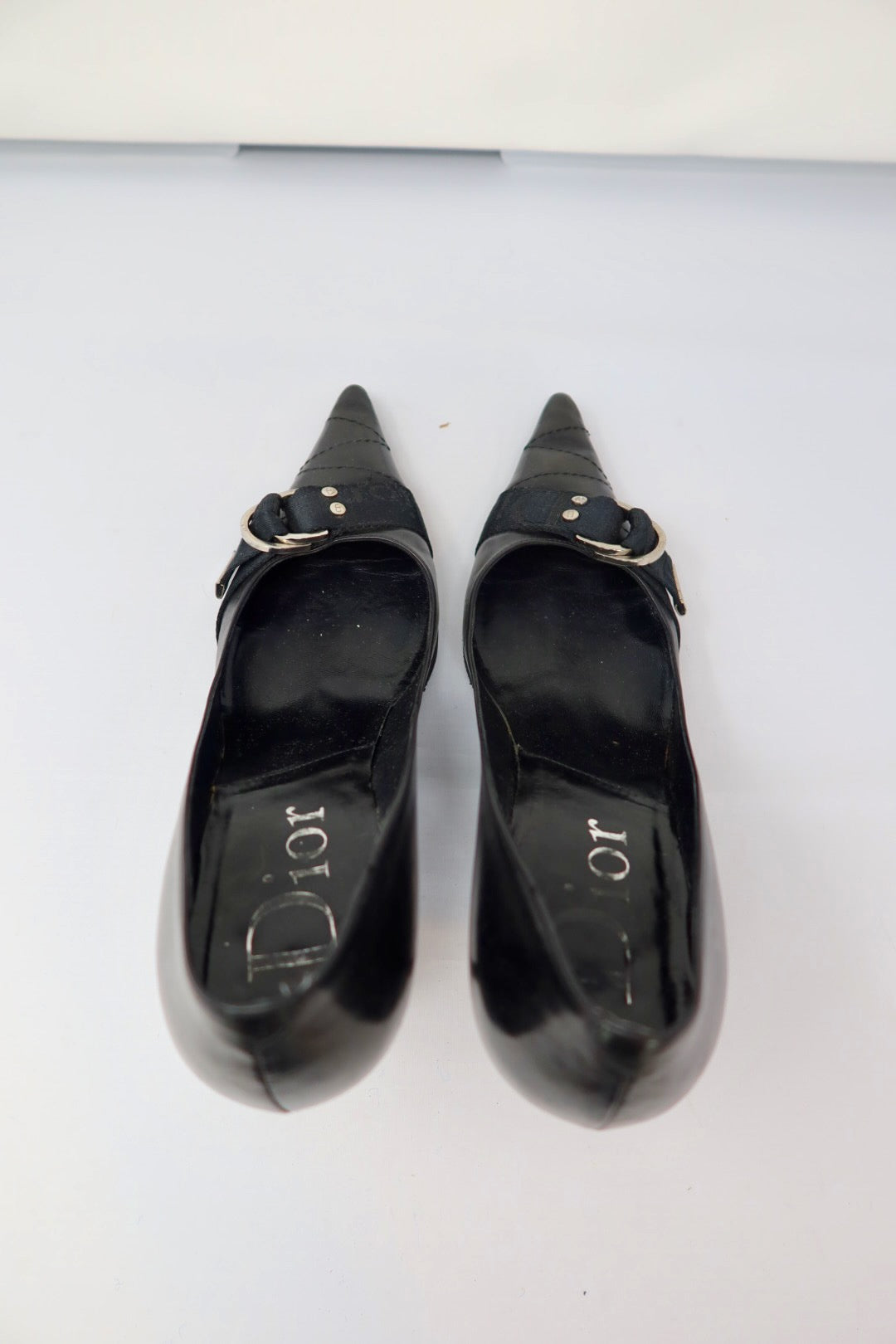 Dior Vintage Black Leather Pointed Toe Heels - 40 EU