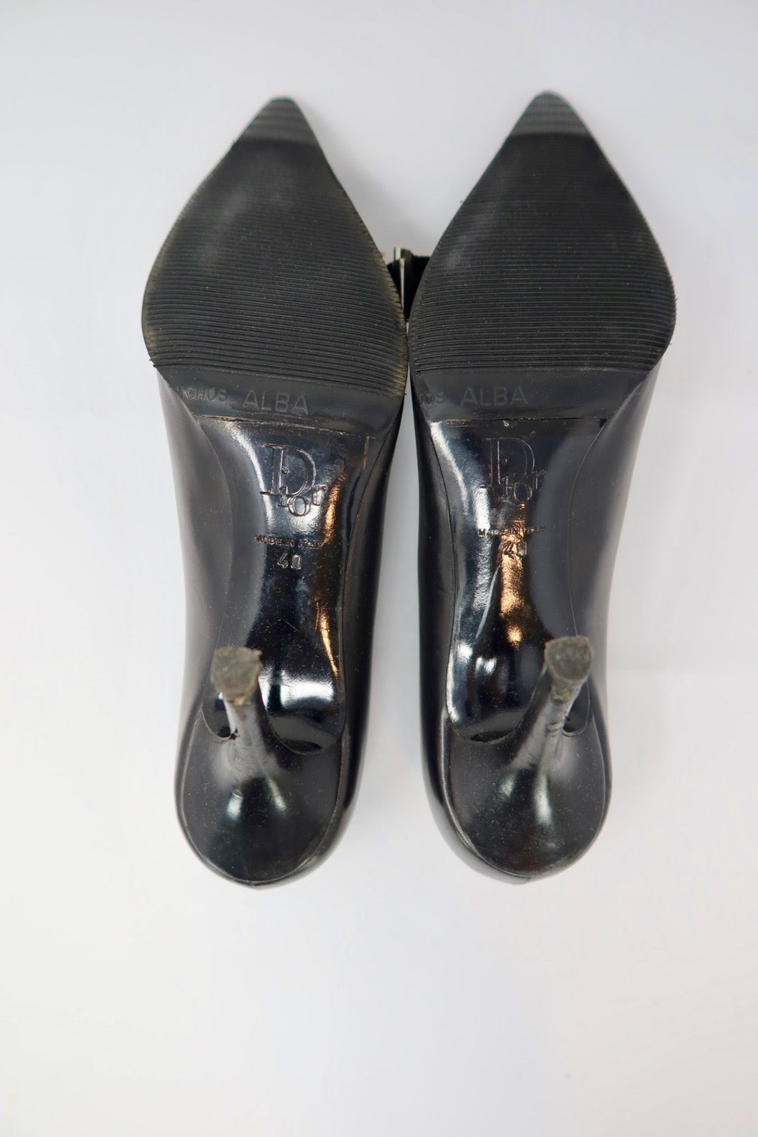 Dior Vintage Black Leather Pointed Toe Heels - 40 EU