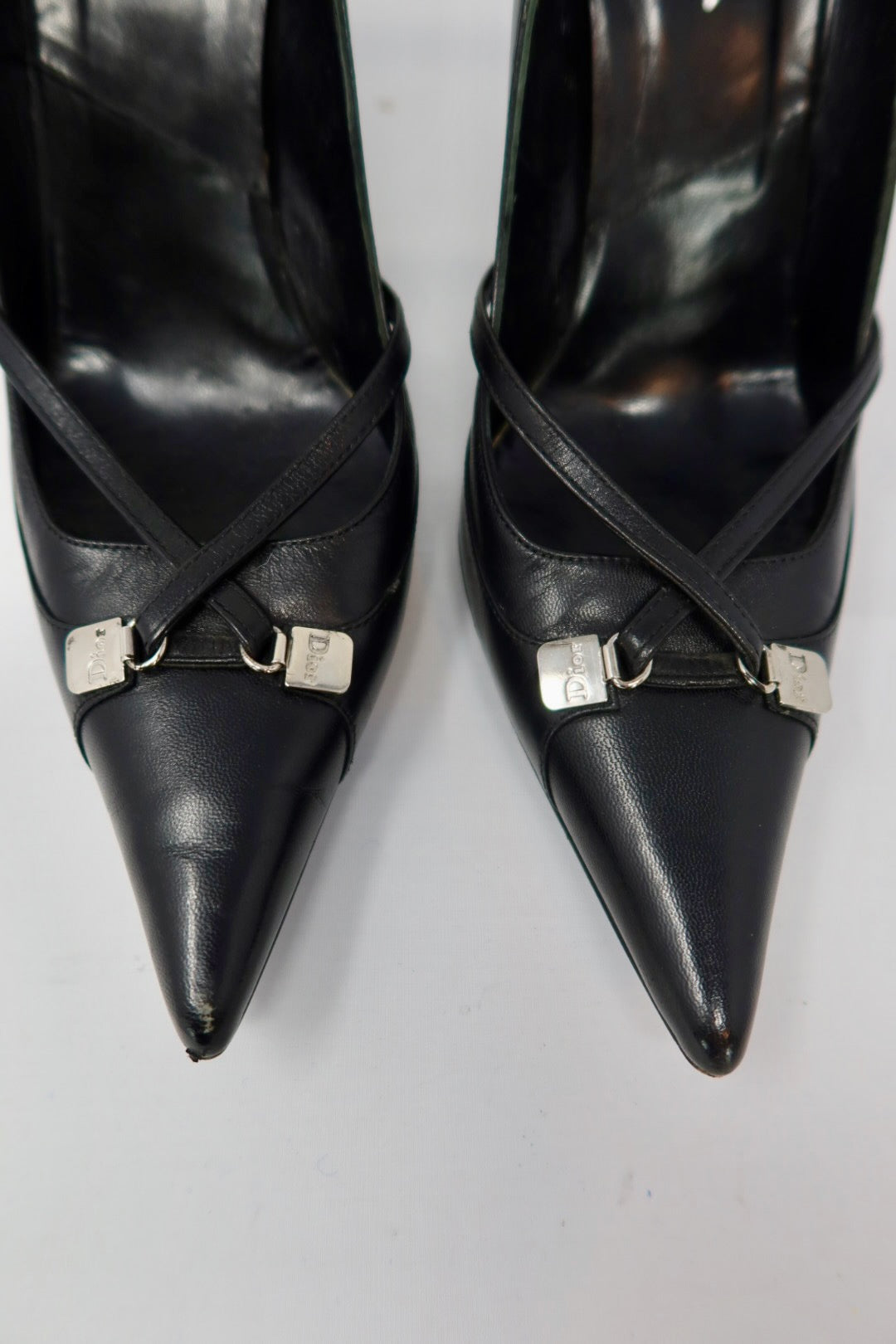 Dior Black Leather Pointed Toe Heels - 39 EU