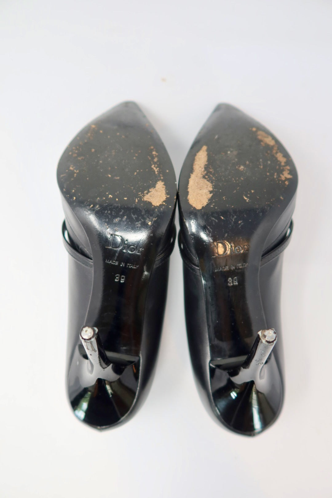 Dior Black Leather Pointed Toe Heels - 39 EU
