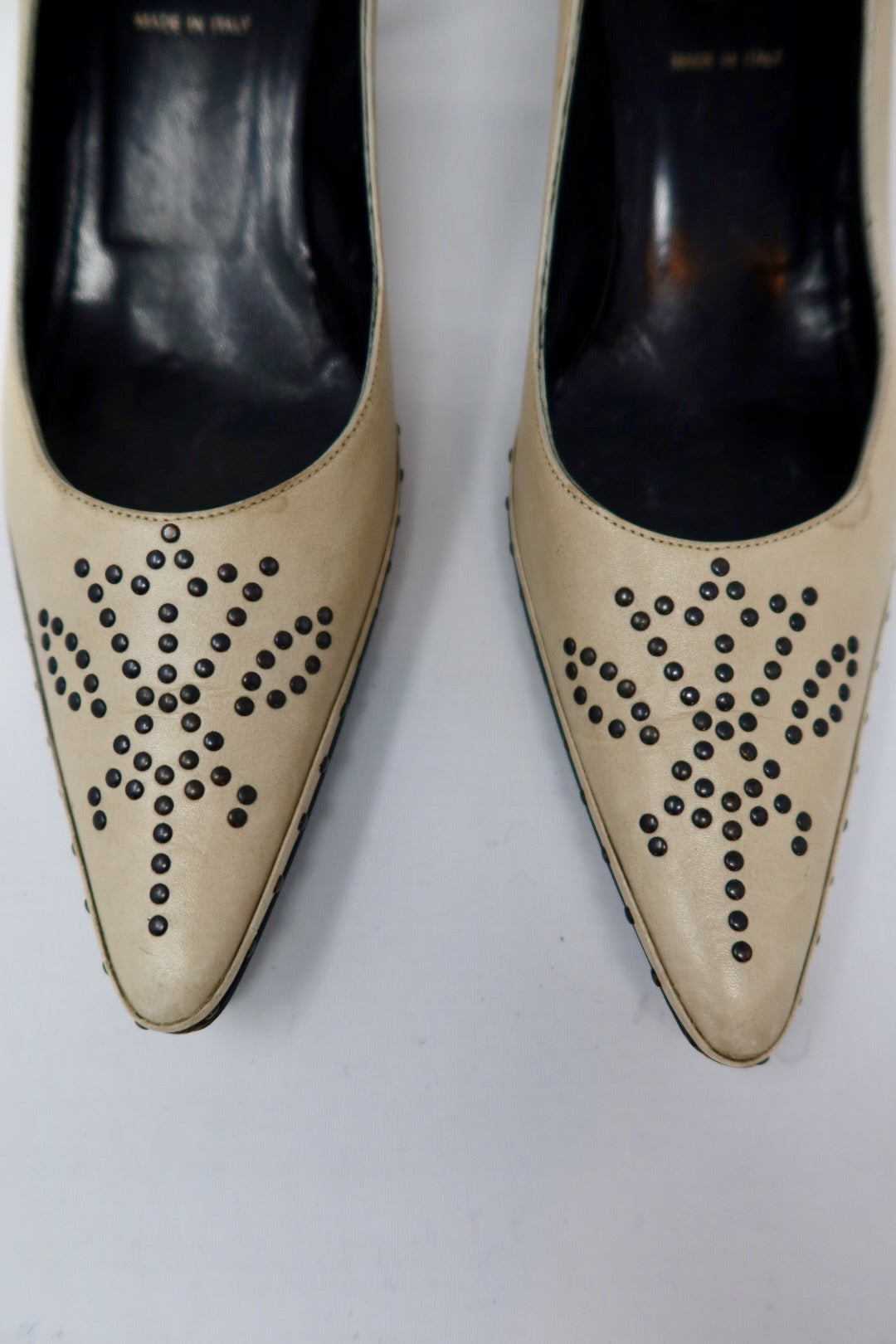 Fendi Vintage Studded Beige Heels - 37.5 EU