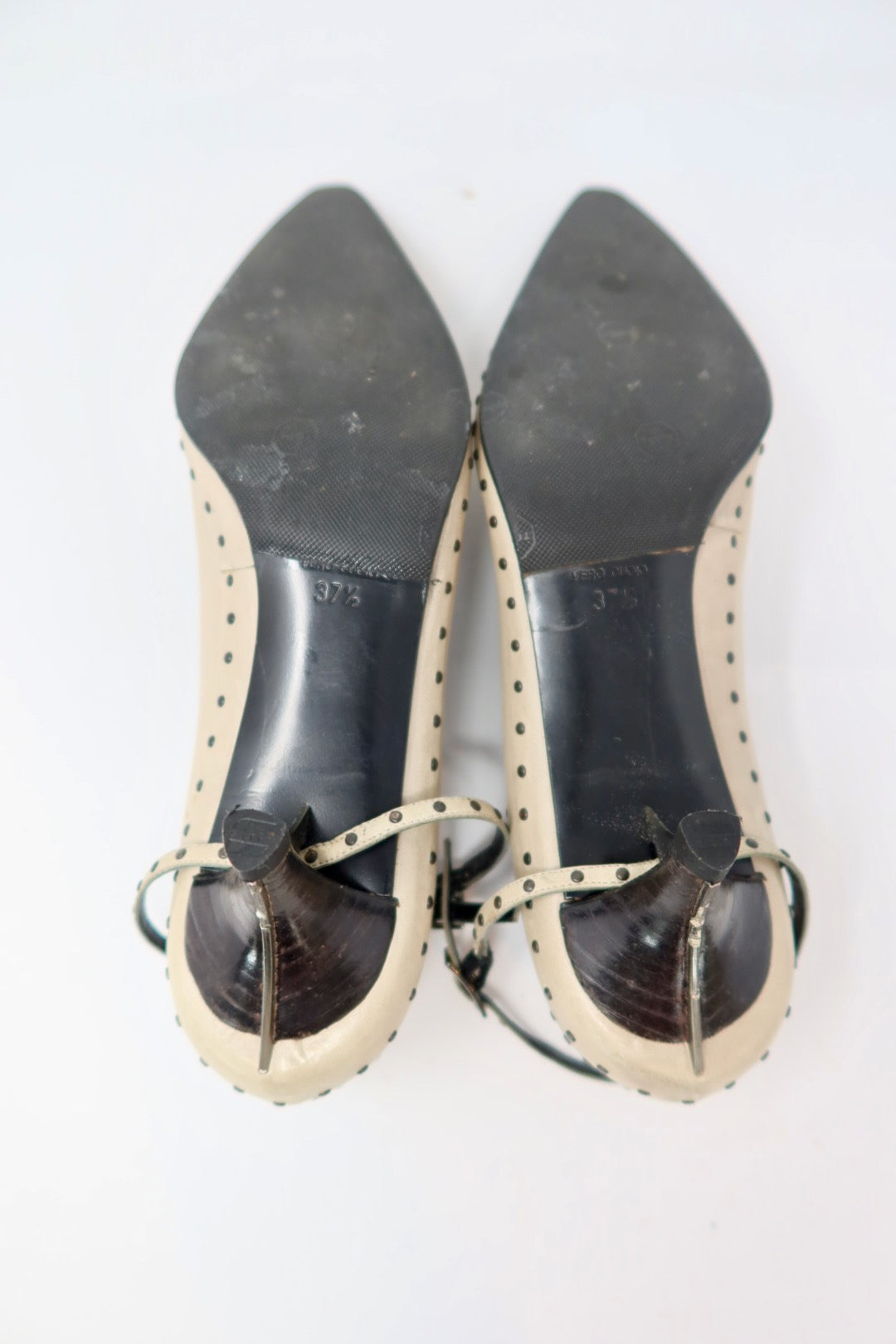 Fendi Vintage Studded Beige Heels - 37.5 EU