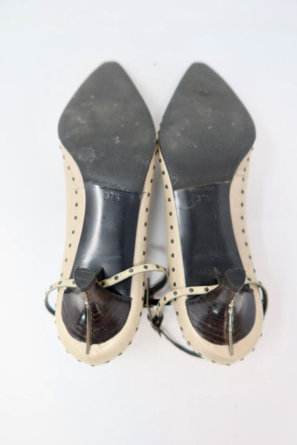 Fendi Vintage Studded Beige Heels - 37.5 EU