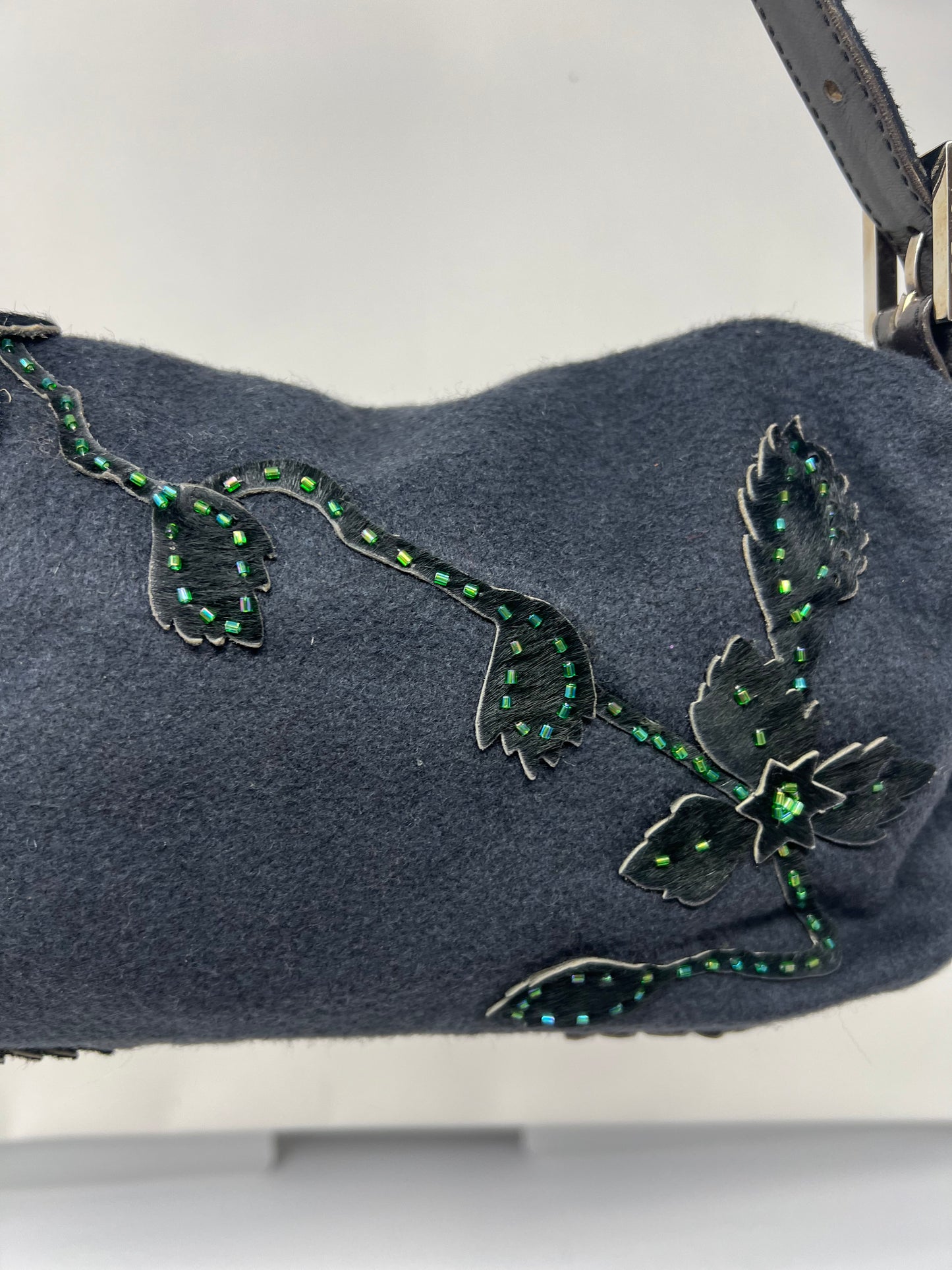 Fendi Beaded Baguette Black Cashmere Pony Hair