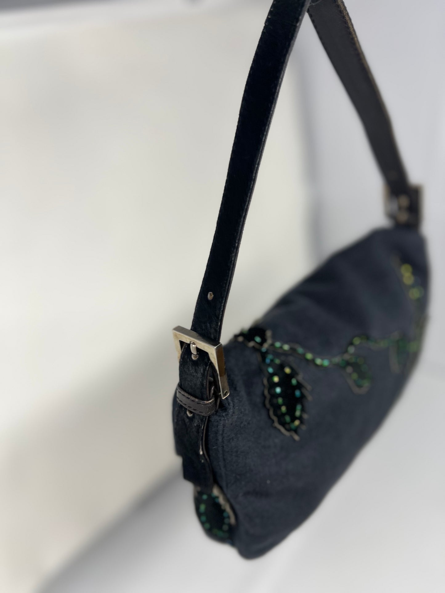 Fendi Beaded Baguette Black Cashmere Pony Hair