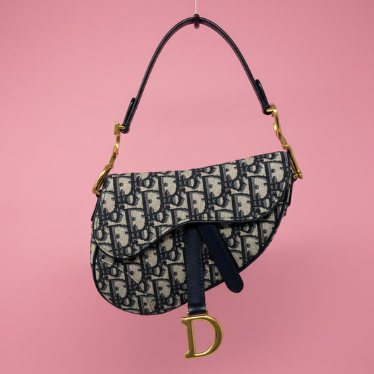 Christian Dior Mini Saddle Canvas Gray