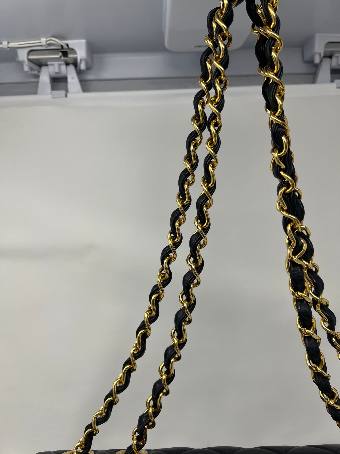 Chanel Large Timeless Classic Single Flap Matelassé Black Leather Chain Bag