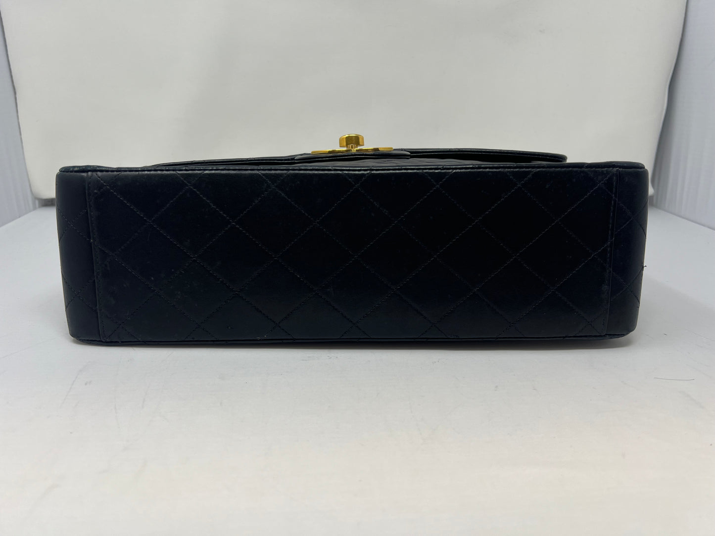 Chanel Large Timeless Classic Single Flap Matelassé Black Leather Chain Bag