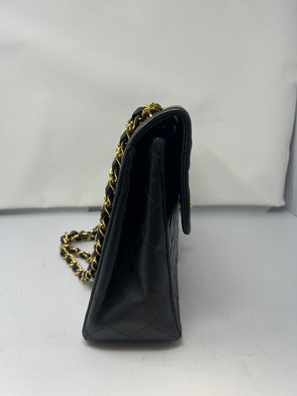 Chanel Large Timeless Classic Single Flap Matelassé Black Leather Chain Bag
