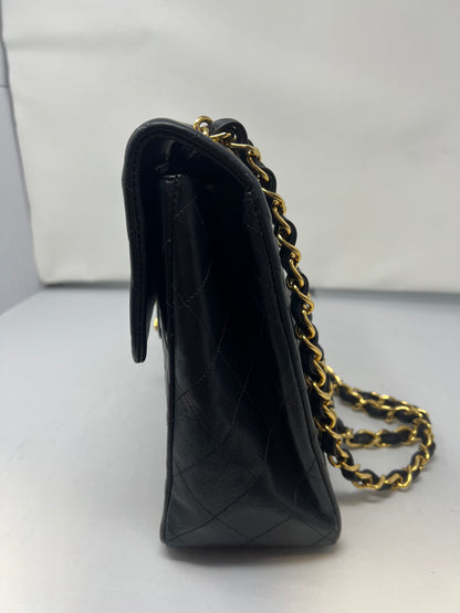 Chanel Large Timeless Classic Single Flap Matelassé Black Leather Chain Bag
