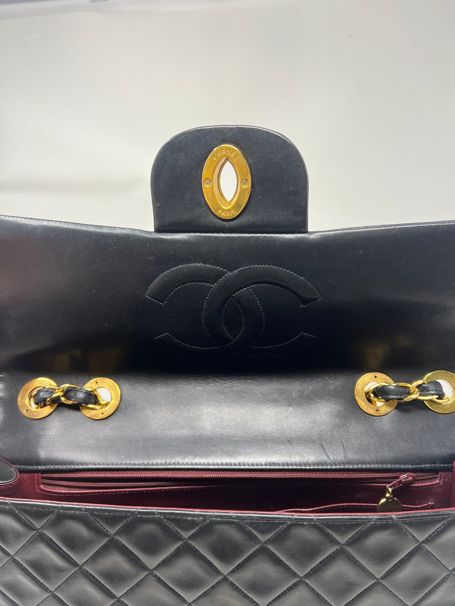 Chanel Large Timeless Classic Single Flap Matelassé Black Leather Chain Bag