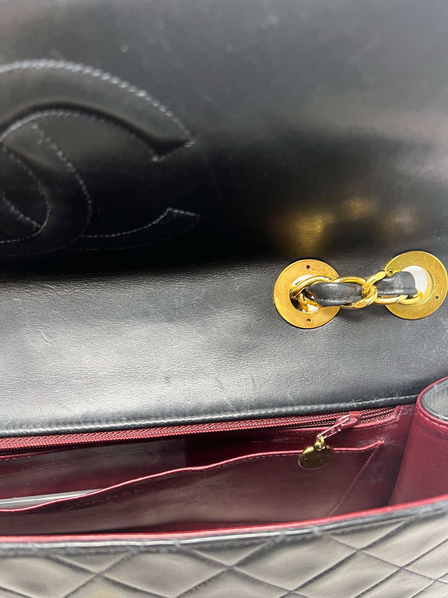 Chanel Large Timeless Classic Single Flap Matelassé Black Leather Chain Bag