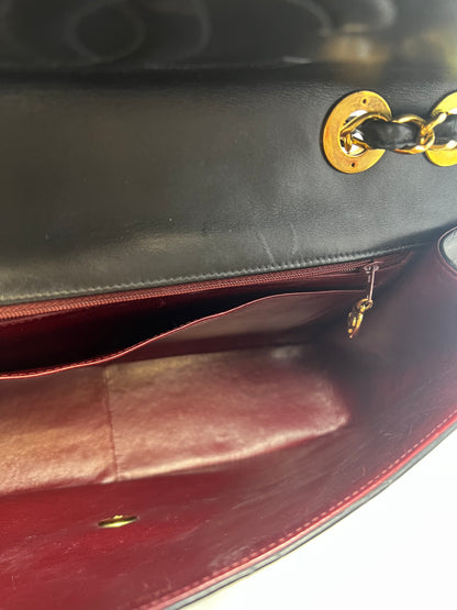 Chanel Large Timeless Classic Single Flap Matelassé Black Leather Chain Bag