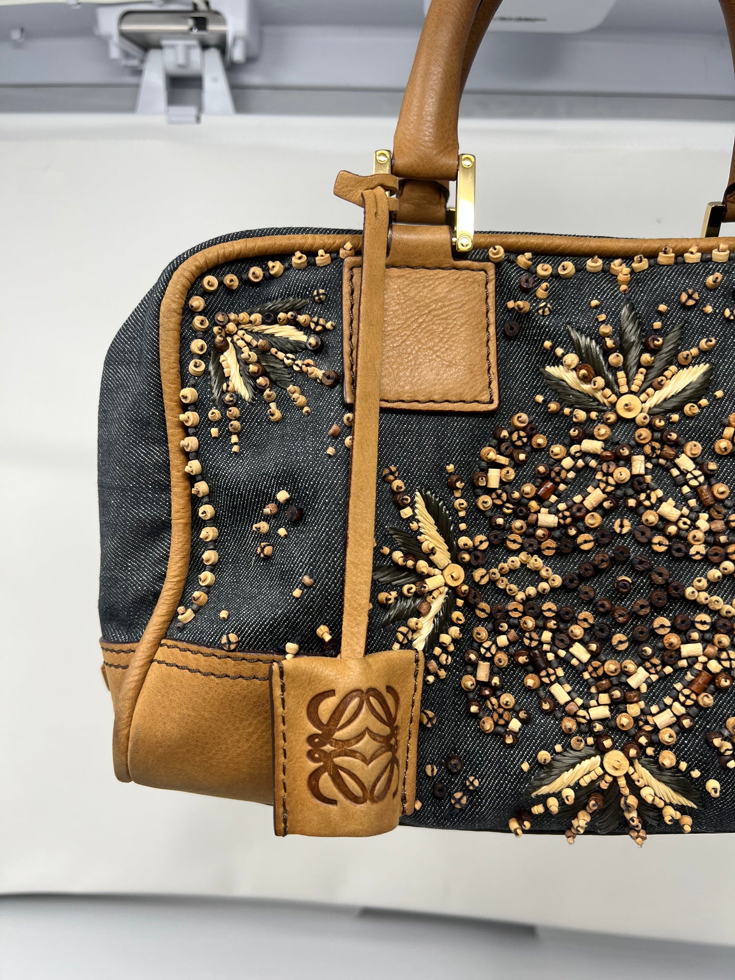 Loewe Amazona Blue Denim Embroidered Handbag Limited Edition Summer '07