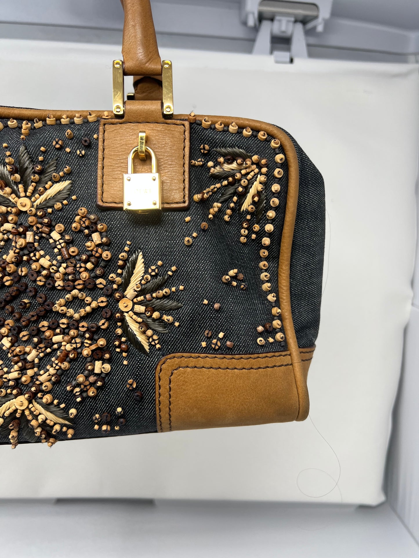 Loewe Amazona Blue Denim Embroidered Handbag Limited Edition Summer '07