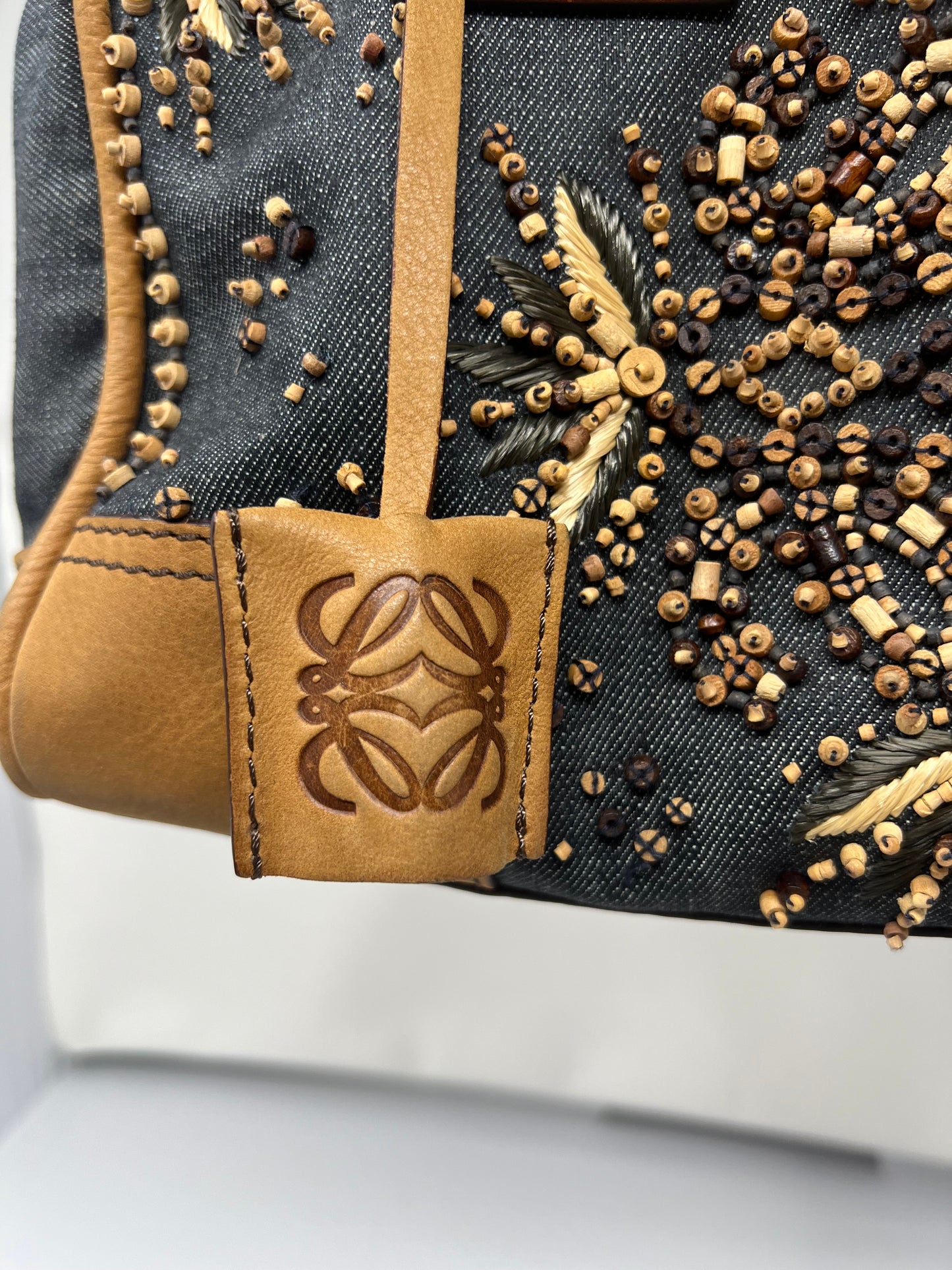 Loewe Amazona Blue Denim Embroidered Handbag Limited Edition Summer '07