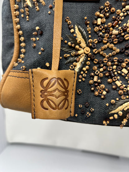 Loewe Amazona Blue Denim Embroidered Handbag Limited Edition Summer '07