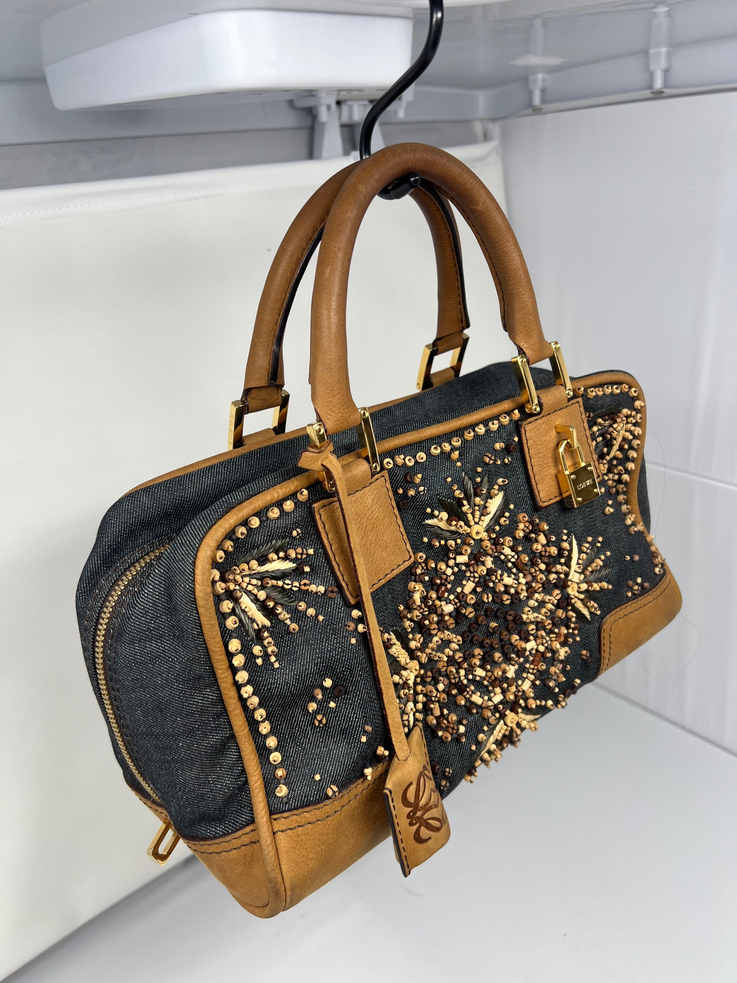 Loewe Amazona Blue Denim Embroidered Handbag Limited Edition Summer '07