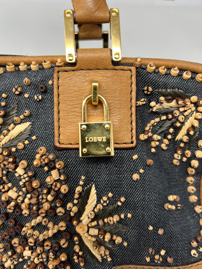 Loewe Amazona Blue Denim Embroidered Handbag Limited Edition Summer '07