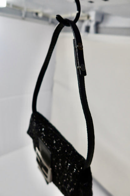 Fendi Beaded Black Baguette Mini