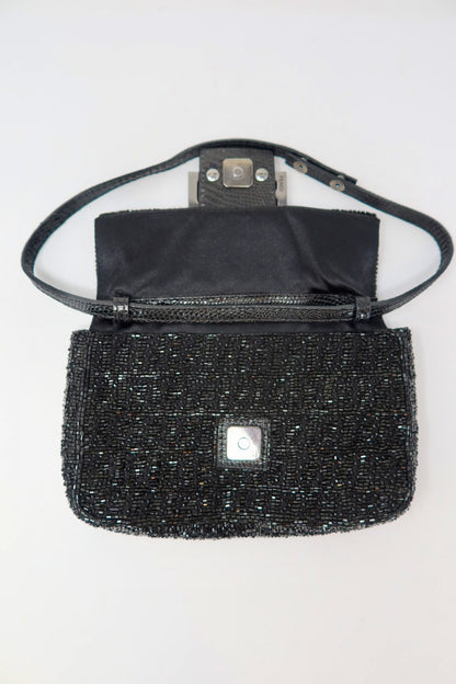 Fendi Beaded Black Baguette Mini