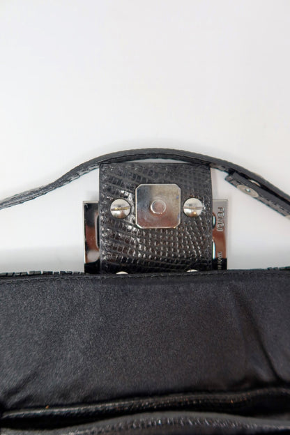 Fendi Beaded Black Baguette Mini