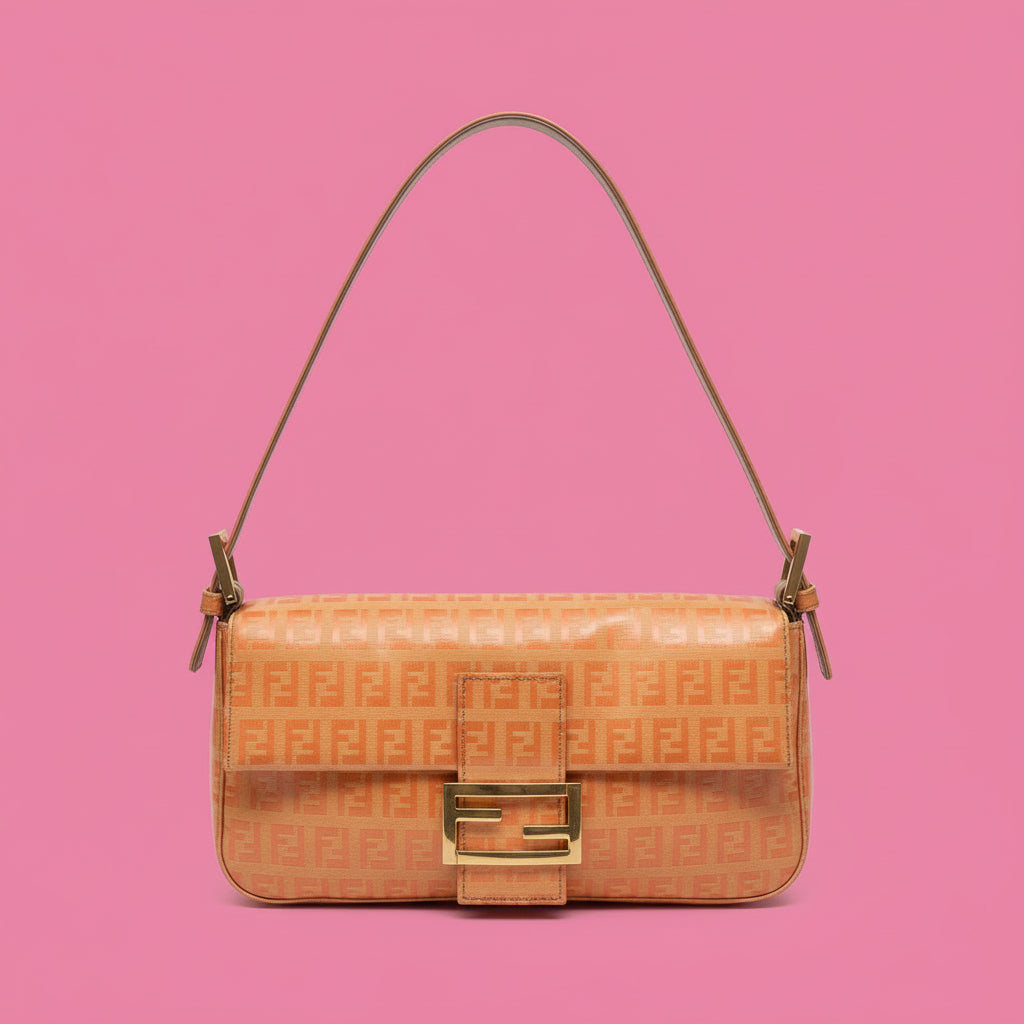 Fendi Orange Vinyl Zucchino Baguette