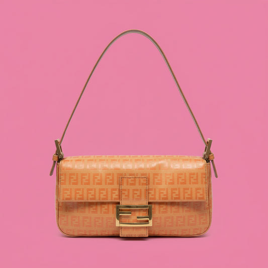 Fendi Orange Vinyl Zucchino Baguette