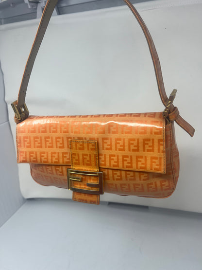 Fendi Orange Vinyl Zucchino Baguette