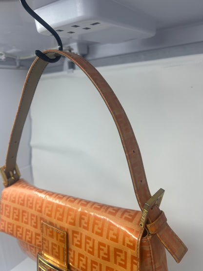 Fendi Orange Vinyl Zucchino Baguette