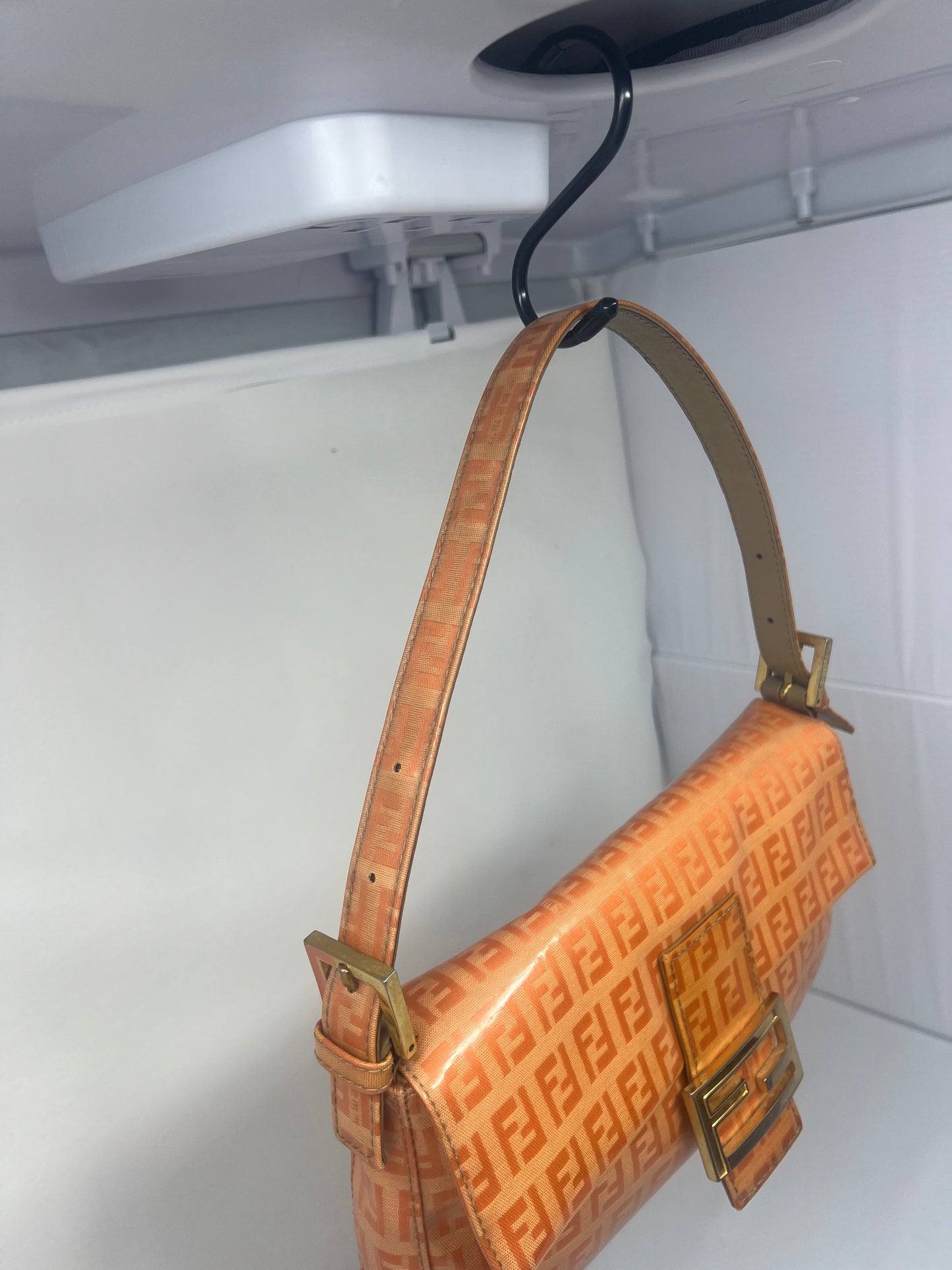 Fendi Orange Vinyl Zucchino Baguette