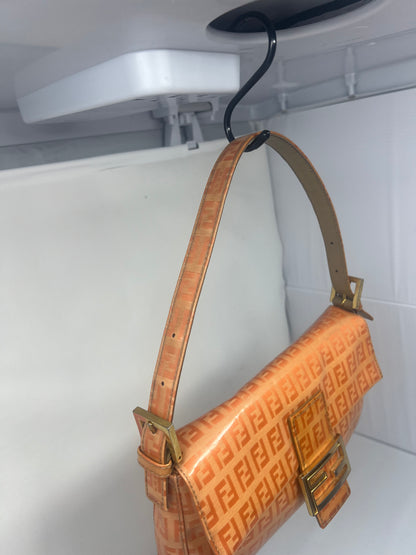 Fendi Orange Vinyl Zucchino Baguette