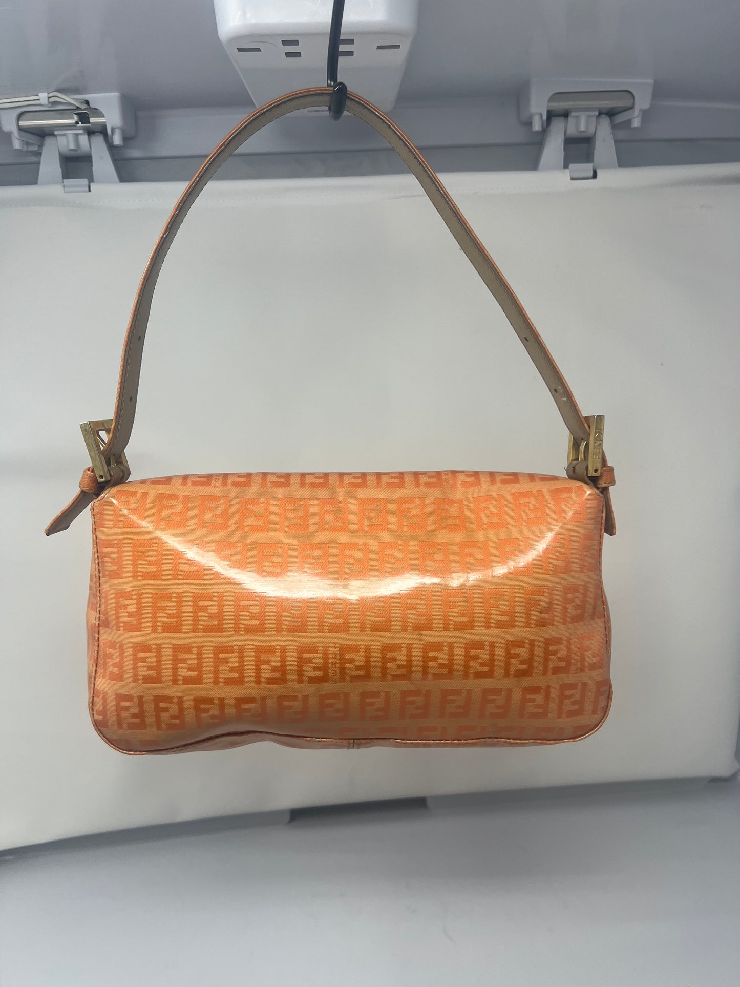 Fendi Orange Vinyl Zucchino Baguette