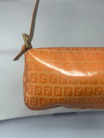 Fendi Orange Vinyl Zucchino Baguette