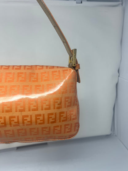 Fendi Orange Vinyl Zucchino Baguette