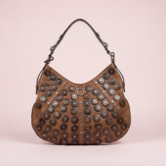 YSL Mombasa Brown Leather with Wooden Studs
