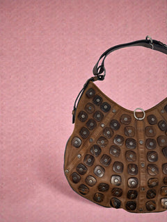 YSL Mombasa Brown Leather with Wooden Studs