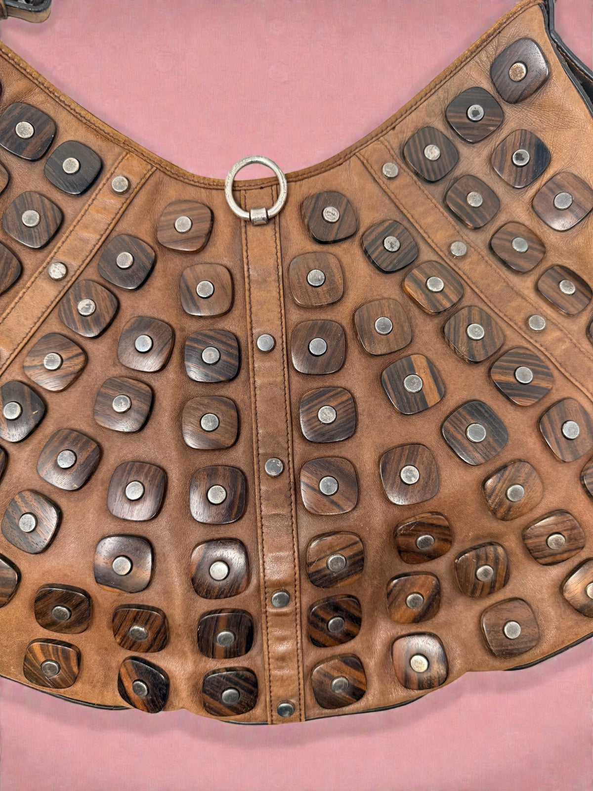 YSL Mombasa Brown Leather with Wooden Studs