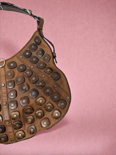 YSL Mombasa Brown Leather with Wooden Studs