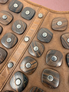 YSL Mombasa Brown Leather with Wooden Studs