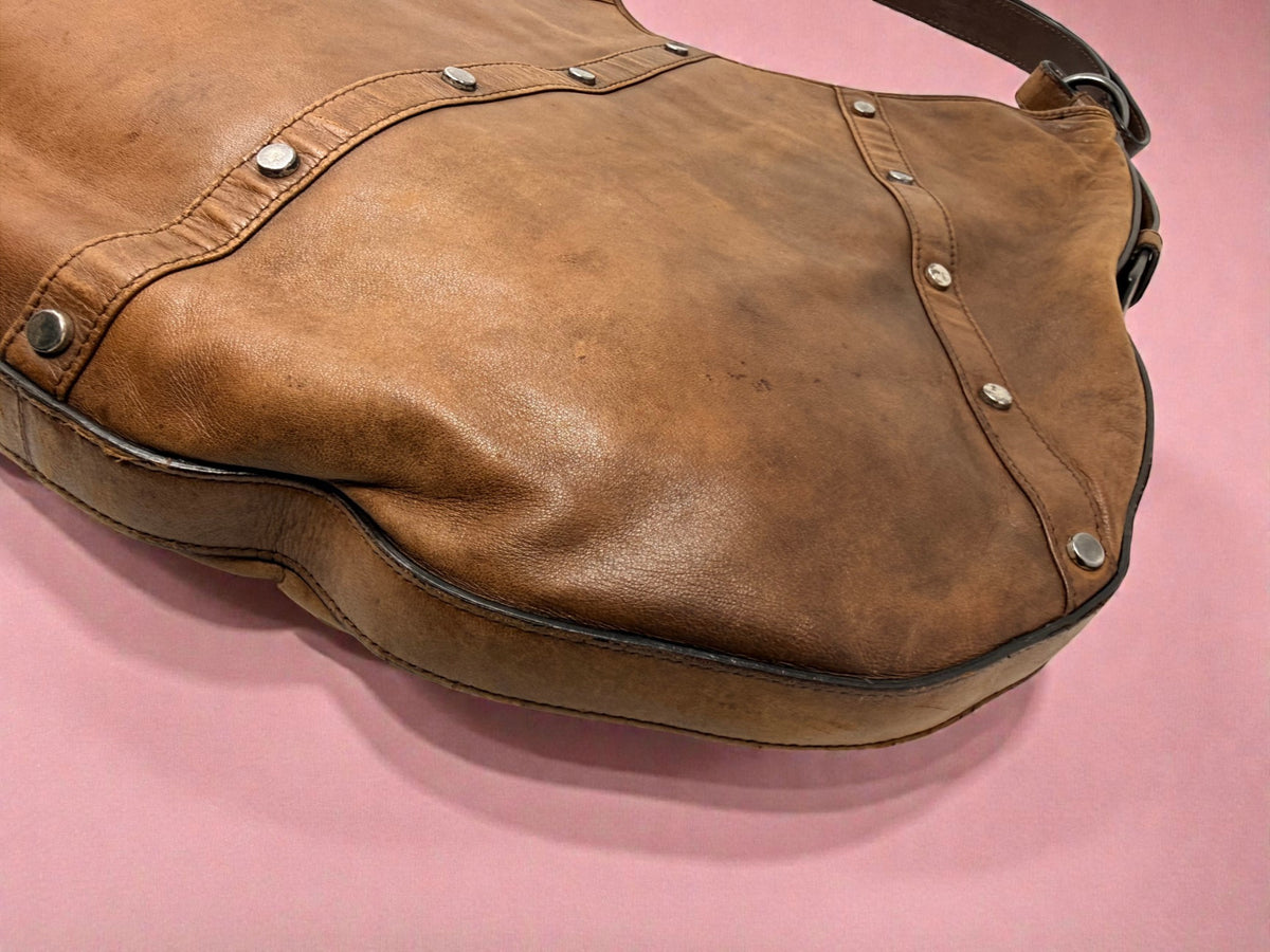 YSL Mombasa Brown Leather with Wooden Studs