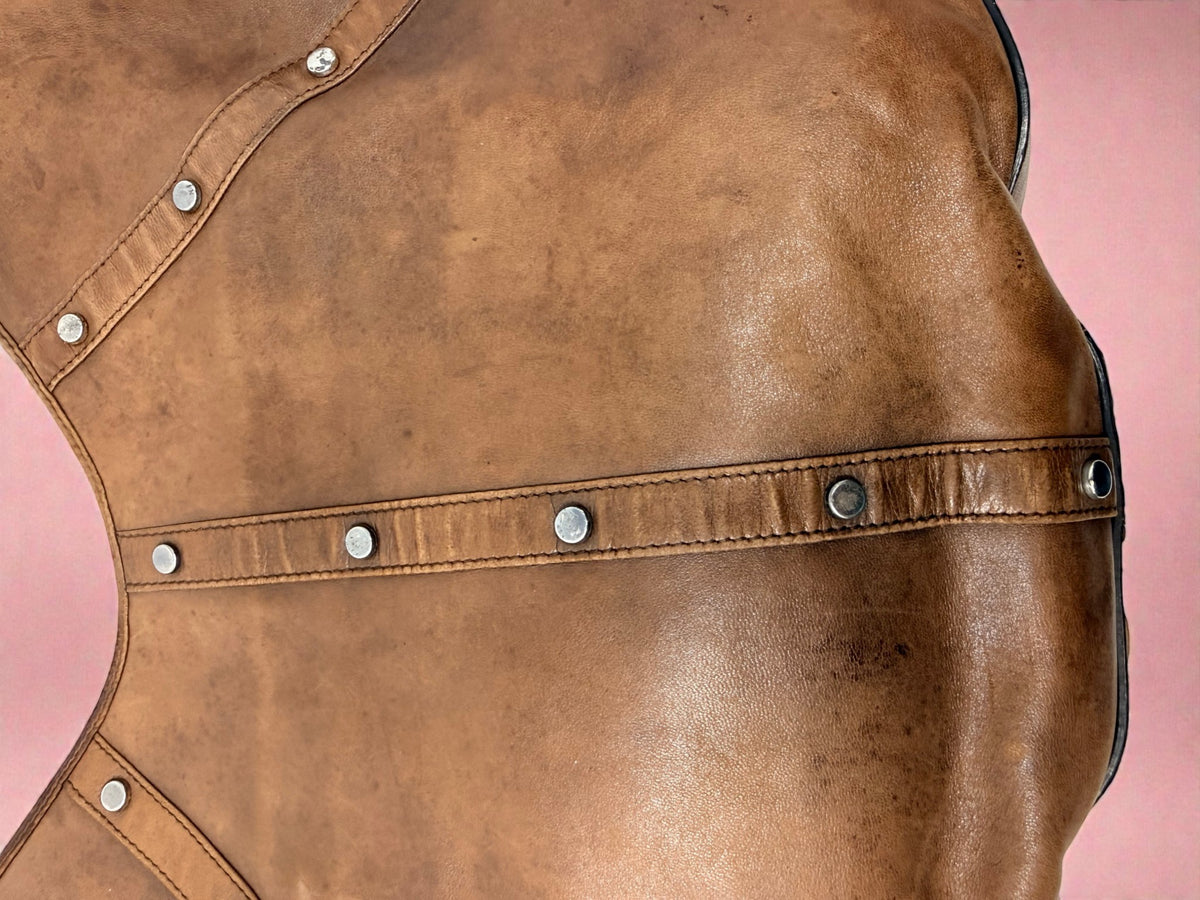 YSL Mombasa Brown Leather with Wooden Studs