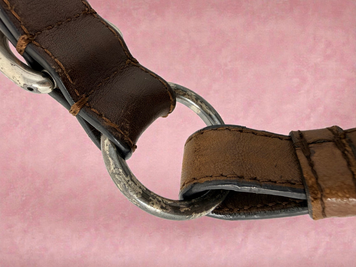 YSL Mombasa Brown Leather with Wooden Studs