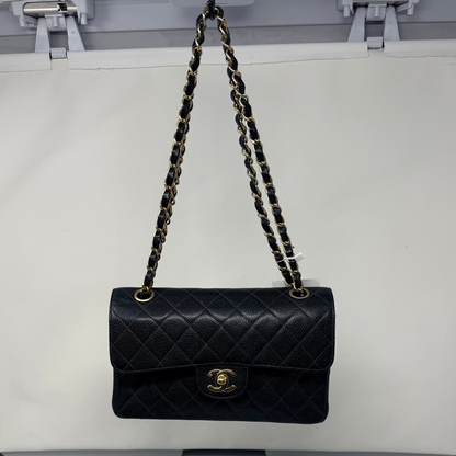 Chanel Double Flap Chain Black Caviar Leather