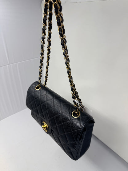 Chanel Double Flap Chain Black Caviar Leather