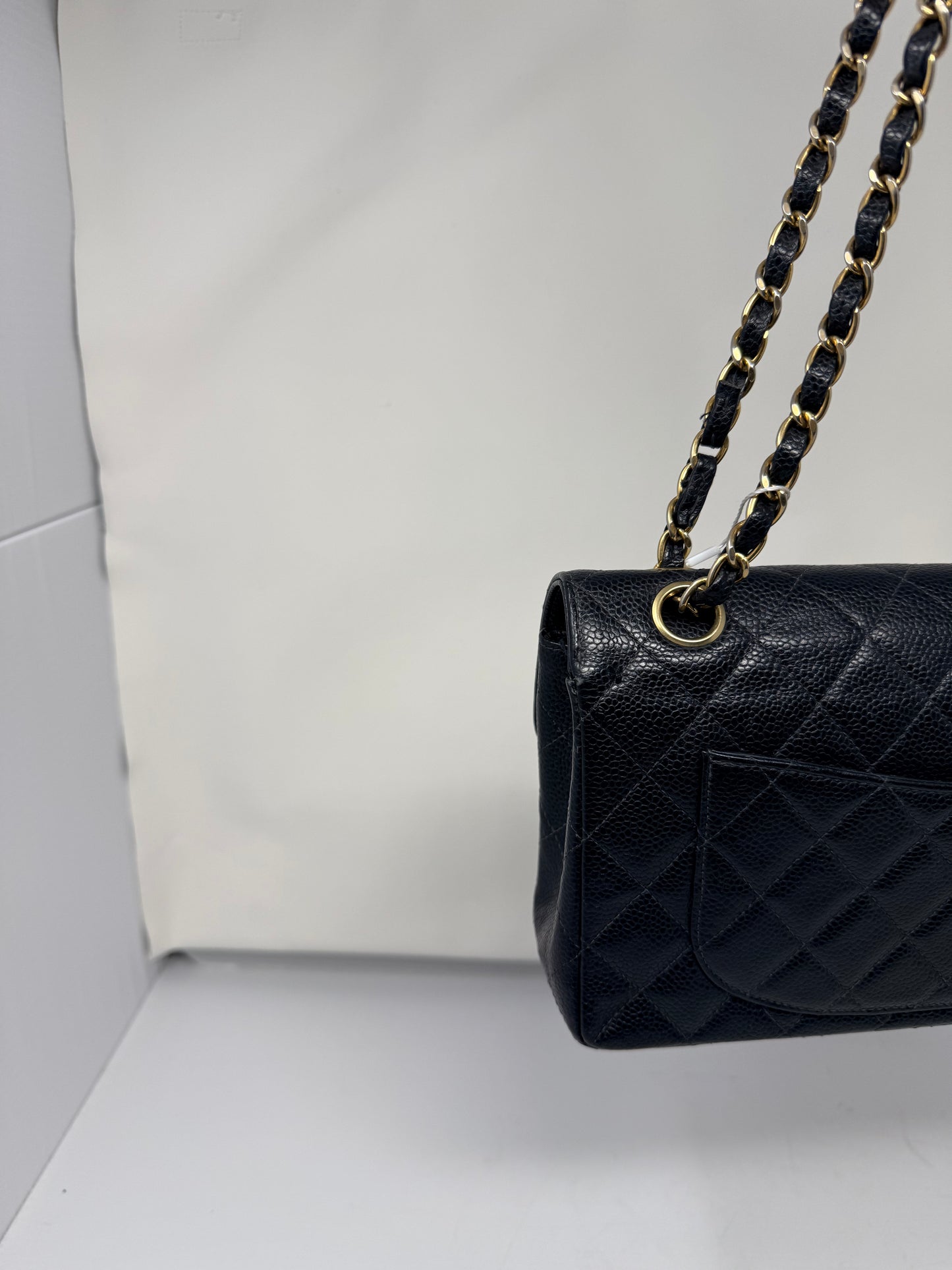 Chanel Double Flap Chain Black Caviar Leather