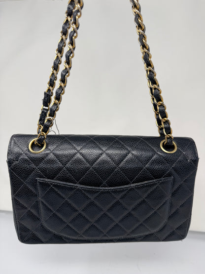 Chanel Double Flap Chain Black Caviar Leather
